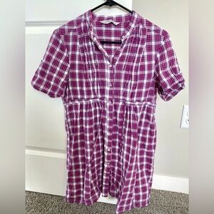 Zara Basic Purple Plaid Blouse